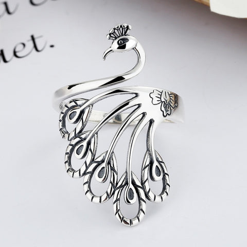 Peacock Ring Sterling Silver