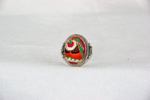 Oval Embroidered Heavy Ring