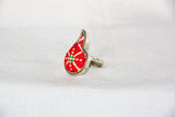 Tear Drop-Shaped Embroidered Ring