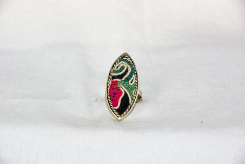 Eye-Shaped Embroidered Ring