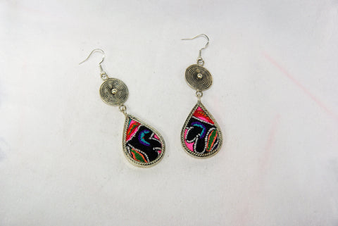 Drop-shaped small earrings with tribal charm reversed