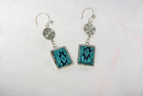 Rectangular small earrings with tribal charm reversed