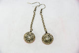 Orb-shaped engraved small earrings with chain