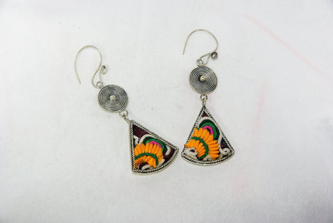 Triangular small earrings with tribal charm reversed