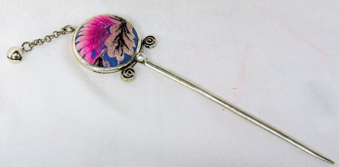 Hairpin - Circular embroidered with bells and scrolls